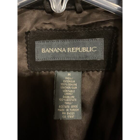 Banana Republic Womens Coat Medium Leather Brown Thick Lined Pockets - Picture 5 of 13